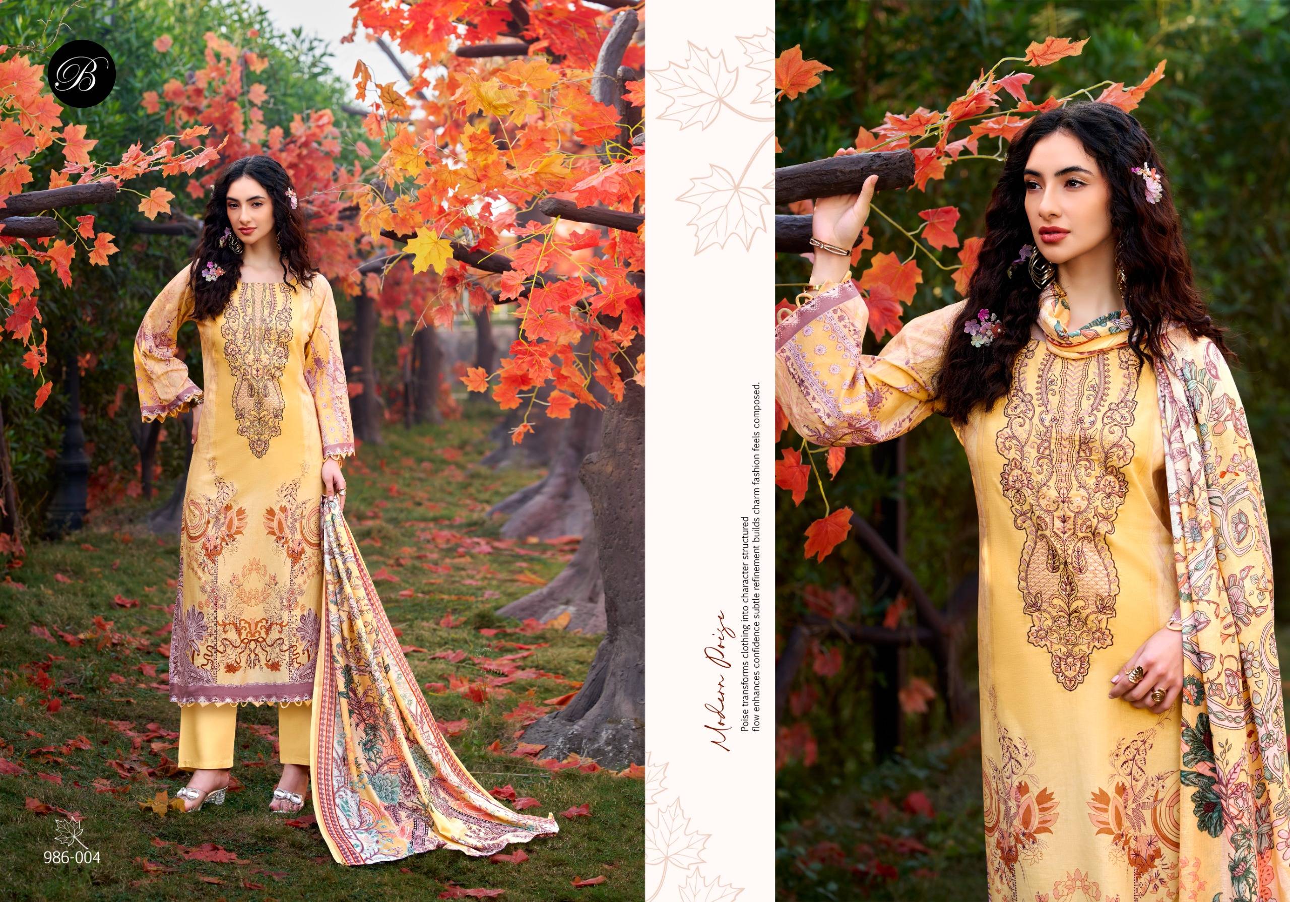 NAIRA VOL-146 by BelliZa 986-001 To 986-008 Series Stylish Beautiful Colourful Printed Pure Cotton Dresses At Wholesale Price